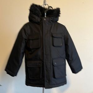 Nautical Boys Heavy Quilted Winter Parka Black Size 3T EUC